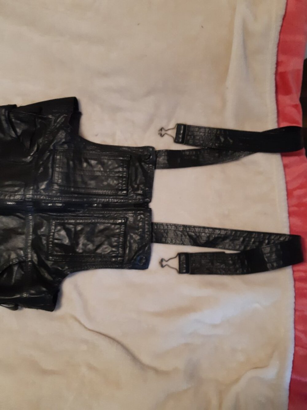 Vintage Cordovan Montreal Real Leather Moto Overalls Bib Pants Black - Picture 10 of 14